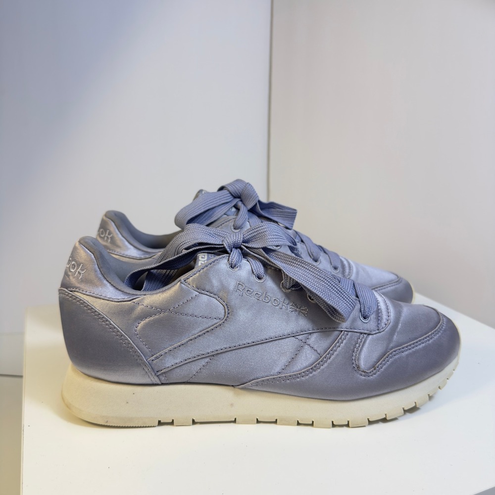 Reebok Classic Leather Satin Women's Size 8 Periwinkle Purple CM9801 Sneakers - Picture 7 of 16